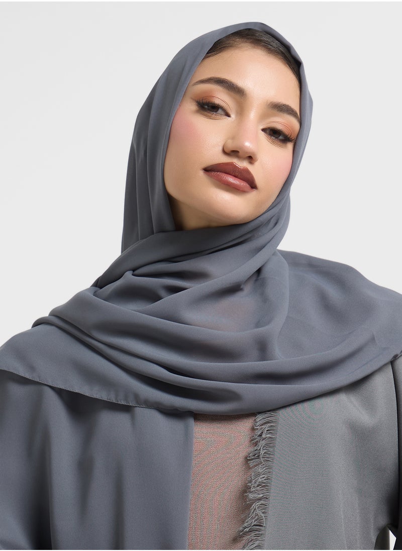 hayas closet Embroidered Abaya with Sheila  - Image 3