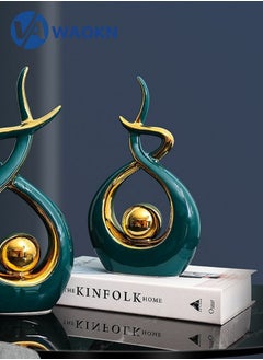 WAOKN Luxury Ceramic Decoration Modern European Abstract High-Grade Modern Light Luxury Ornaments Living Room Decoration Home Crafts (Green)  - Image 2