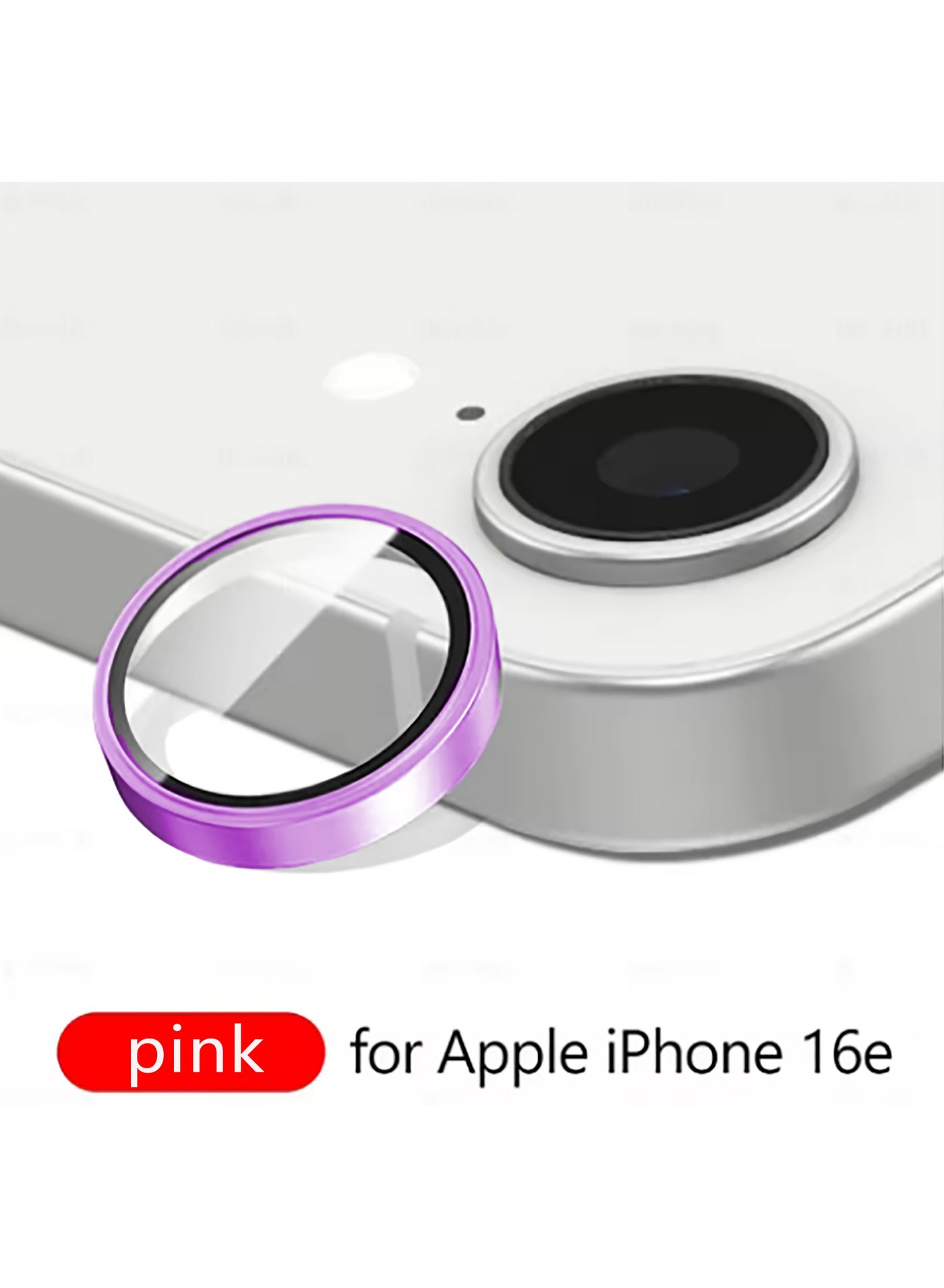 Compatible for iPhone 16e/SE4 Camera Lens Protector, One-Step Installation Tray Individual Metal Ring Tempered Glass Cover CD Pattern Case Friendly - Pink