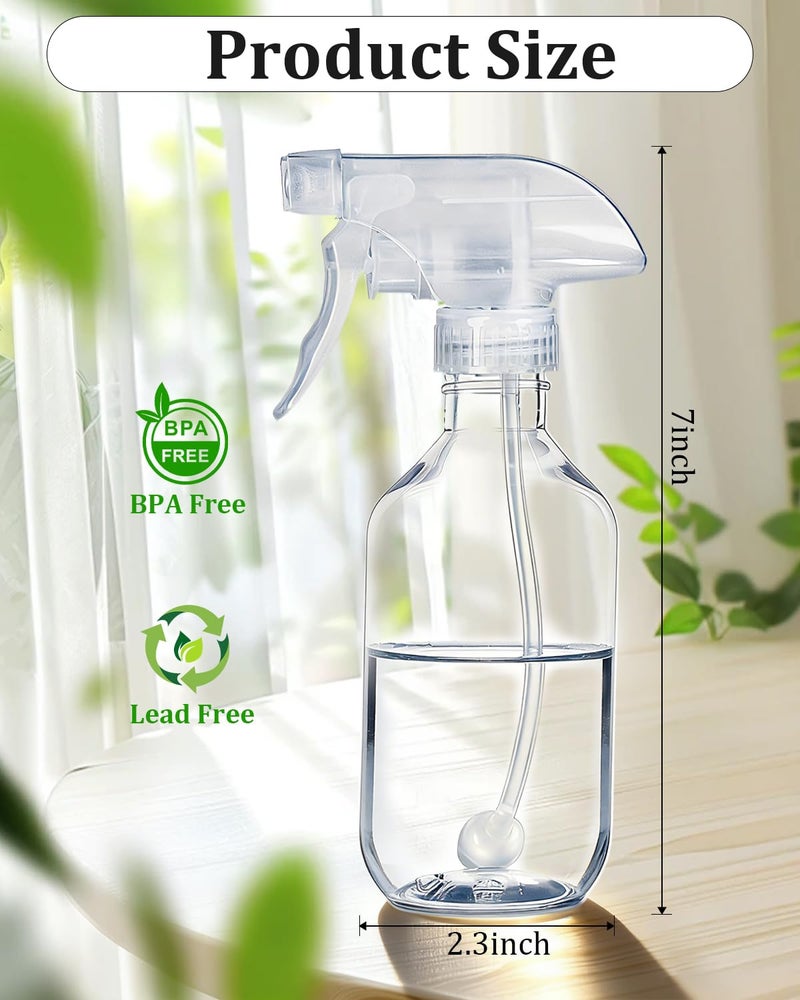 TERESRY 2 Pack 360Â° Spray Bottles, 10 oz Plastic Small Containers with Adjustable Spray Nozzles, Spray Bottles for Hair, Cleaning Solutions, BBQ and Plants Clear - Image 2