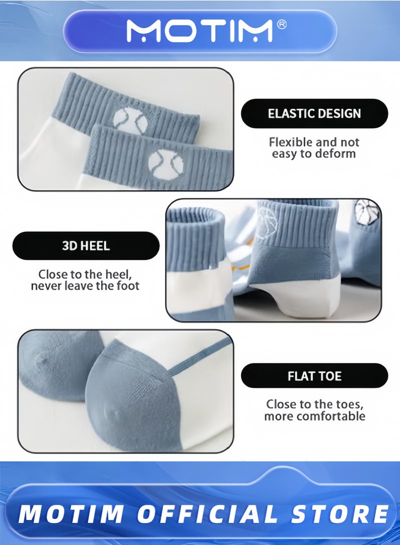 Motim 5 Pairs Men's Low Cut Socks Casual Multi Color & Free Size Athletic Ankle Socks cotton non-slip sock  - Image 5