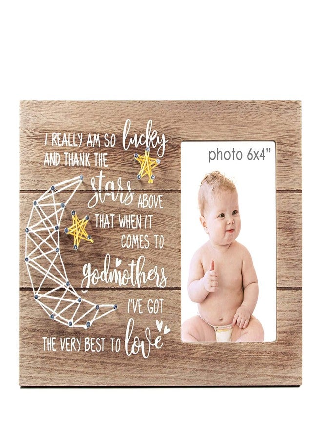 VILIGHT Gifts for Godmother from Godchild - Rustic Godmother Picture Frame from Godkids - 4x6 Inches Photo - Image 1