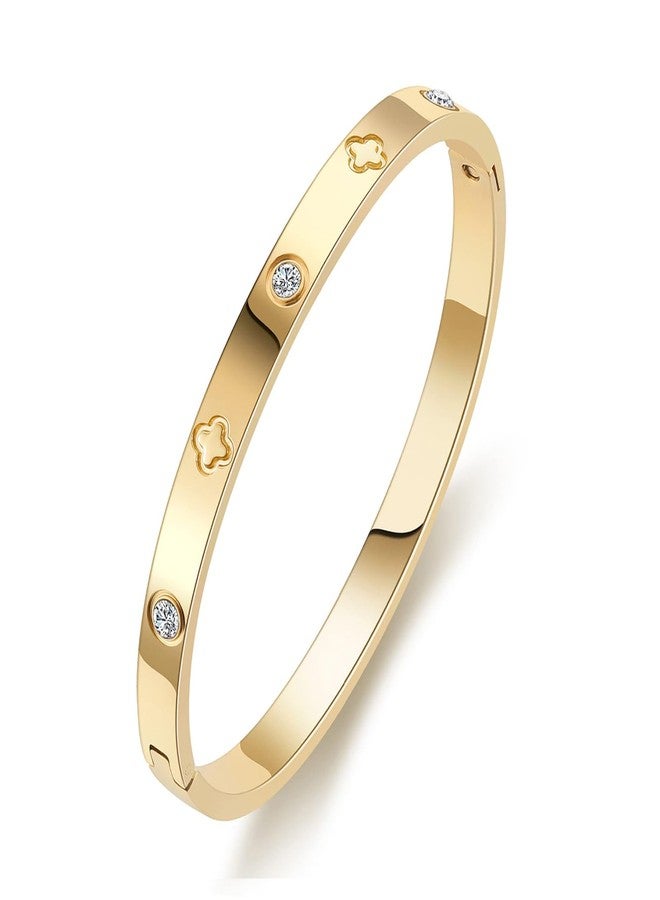 PDWZNBA 18K Gold-Plated Love Friendship Bracelets Trendy Stainless Steel Bangle Jewelry Gifts for Women, 7.9, Stainless Steel, no gemstone - Image 1