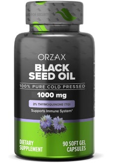 ORZAX Black Seed Oil Organic Cold Pressed 100% Pure Support, Hair, Skin, Face 1000 mg  90 Capsules 90 day supply  - Image 1