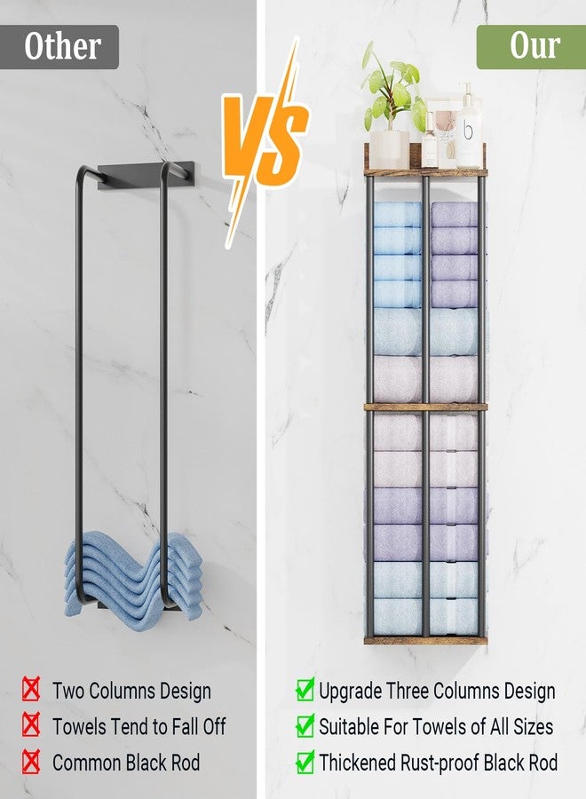 OFIDELITY Large Capacity Three-Layer Towel Racks for Bathroom Wall Mounted, Updated 3 Bar Towel Holder for Bath Wall, Bath Towel Rack for Bathroom Wall, Metal Small Bathrooms Towel Storage Rack, Rustic - Image 5