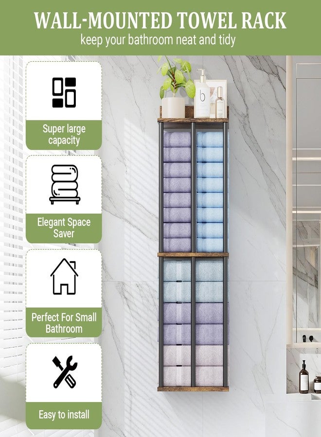 OFIDELITY Large Capacity Three-Layer Towel Racks for Bathroom Wall Mounted, Updated 3 Bar Towel Holder for Bath Wall, Bath Towel Rack for Bathroom Wall, Metal Small Bathrooms Towel Storage Rack, Rustic - Image 4