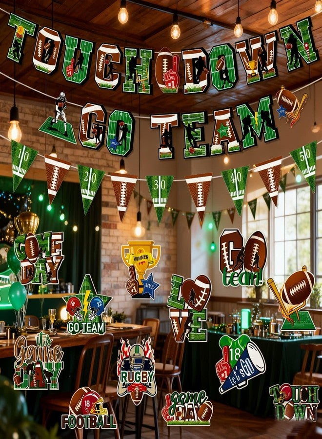 MABROUC 39PCS Football Party Decorations Kit, Tailgate & Football Birthday Party Game Day Supplies with TOUCH DOWN&GO TEAM Banner adn Swirl Streamers - Image 2