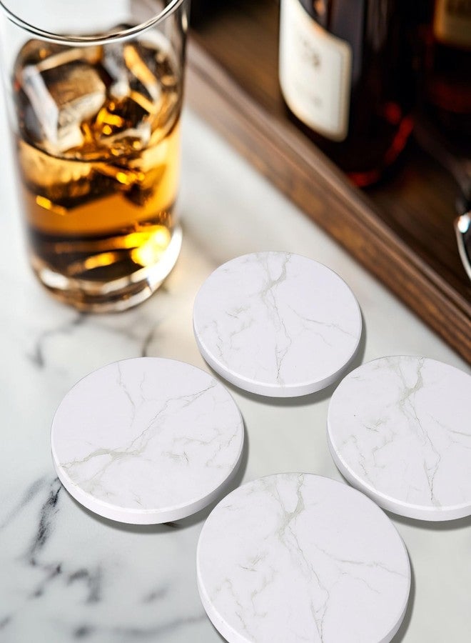 Dksyee Coasters Set of 6 White Marble Style Ceramic Drink Coasters with Holde Coffee Table Decor Drinks Absorbent Stone Coasters for Rustic Farmhouse, Bar, Coffee, Table, Desk, Gifts - Image 5
