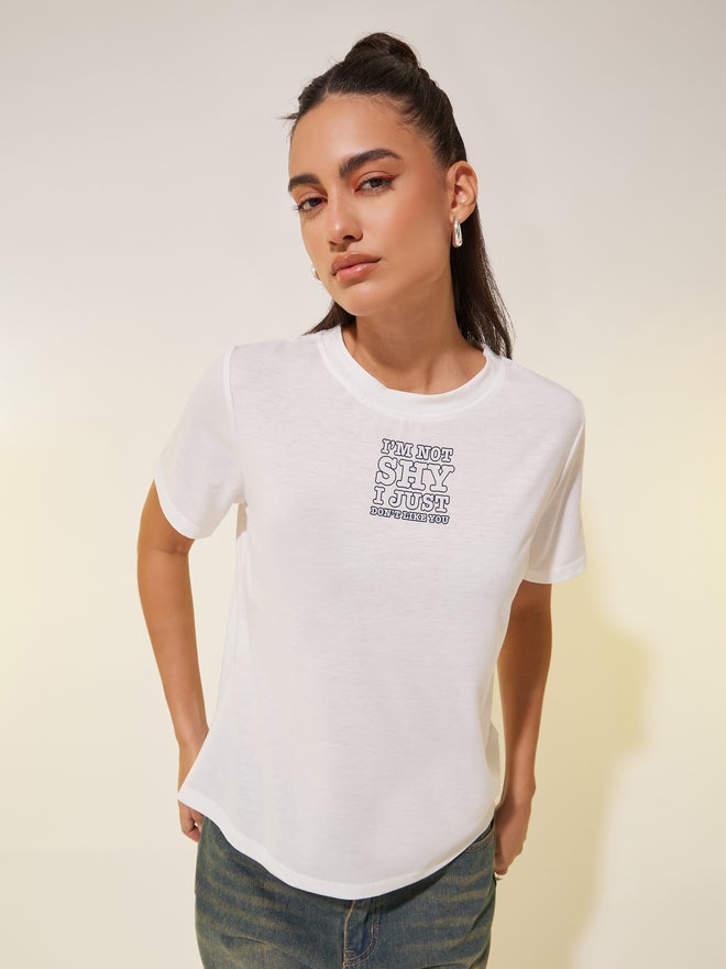 Take Two Slogan Print Round Neck T-Shirt - Image 1