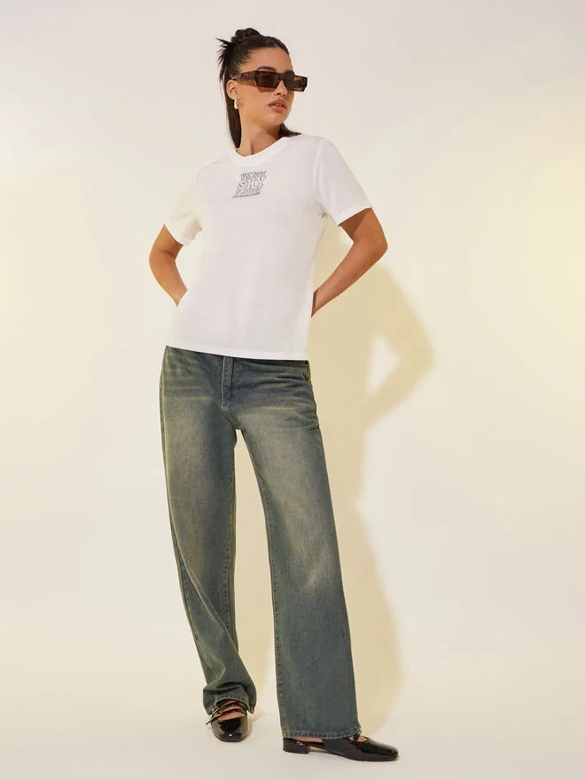 Take Two Slogan Print Round Neck T-Shirt