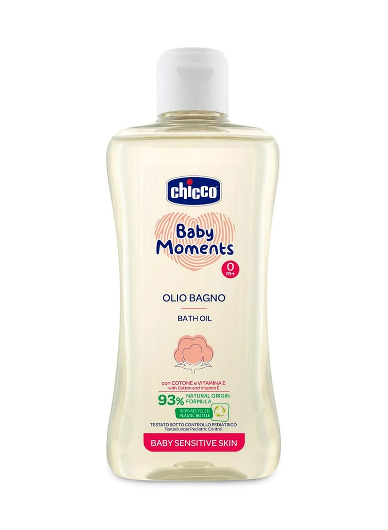 Chicco Baby Bath Oil for Sensitive Skin with Vitamin E & Cotton Extract, Hypoallergenic - 200mL
