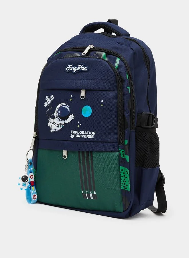 Styli Teen Boys Space-Theme Printed Backpack