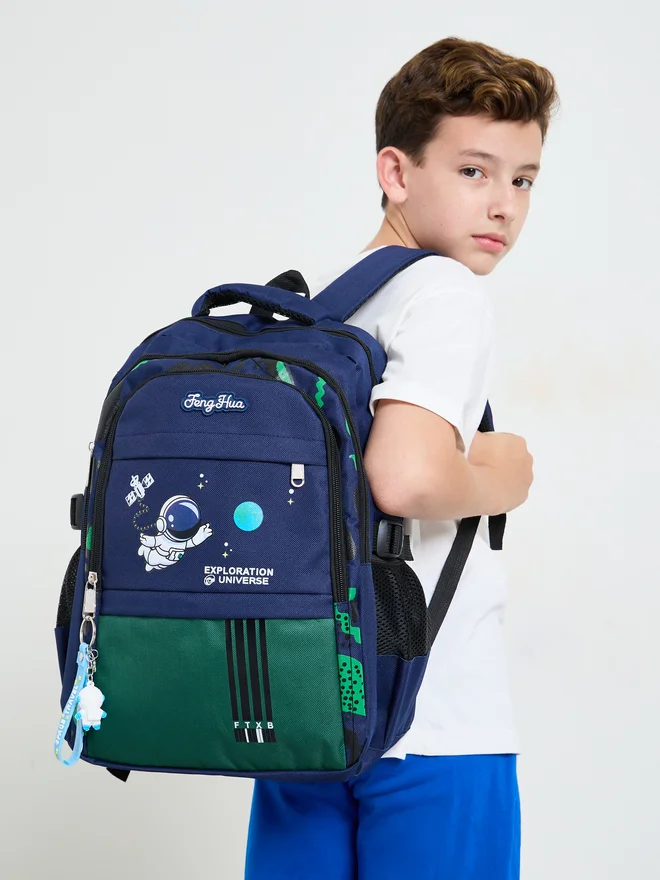 Styli Styli Teen Boys Space-Theme Printed Backpack