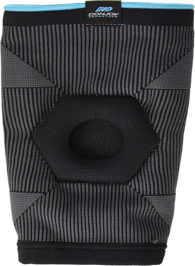 DonJoy Advantage Deluxe Elastic Knee Sleeve for Sprains, Strains, Swelling, Soreness, Arthritis & Patellofemoral Syndrome - Silicone Hex-Buttress Support for Wellness and Fitness Users, Large - Image 2