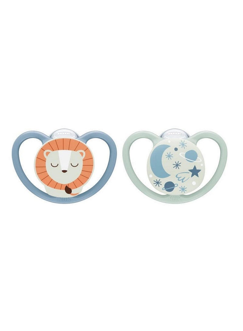 NUK Space Night Silicone Pacifier 0-6M 2 Pack - Image 2
