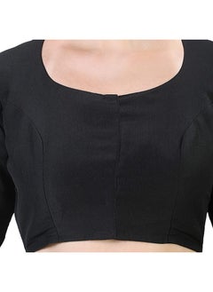 Studio Shringaar Studio Shringaar Women's Polyester Readymade Soft Solid Colored Saree Blouse with Short Sleeves(Black, 36)  - Image 5