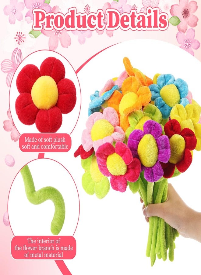 Syhood 24 Pcs Plush Flower Gifts Bulk 12.6 Inch Bendable Stems Stuffed Plush Fake Flower for Mother's Day Wedding Christmas Valentines Day Birthday Party Decor Gifts Girlfriend Wife Mom(Daisy) - Image 3