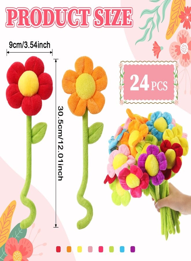 Syhood 24 Pcs Plush Flower Gifts Bulk 12.6 Inch Bendable Stems Stuffed Plush Fake Flower for Mother's Day Wedding Christmas Valentines Day Birthday Party Decor Gifts Girlfriend Wife Mom(Daisy) - Image 2