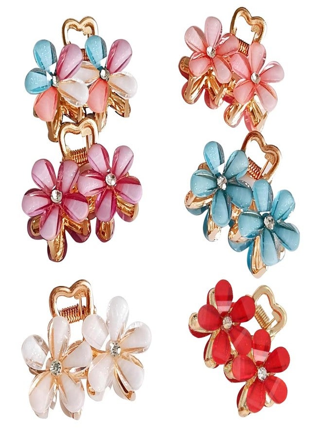 kapimo 6 Pcs Hair Claw Clips for Women Girls Small Korean Style Pearl Metal Hair Clip Stylish Flower Design Hairclips with Strong Grip (Multicolour) - Image 3