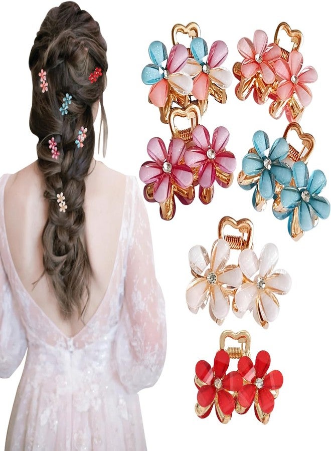kapimo 6 Pcs Hair Claw Clips for Women Girls Small Korean Style Pearl Metal Hair Clip Stylish Flower Design Hairclips with Strong Grip (Multicolour) - Image 1