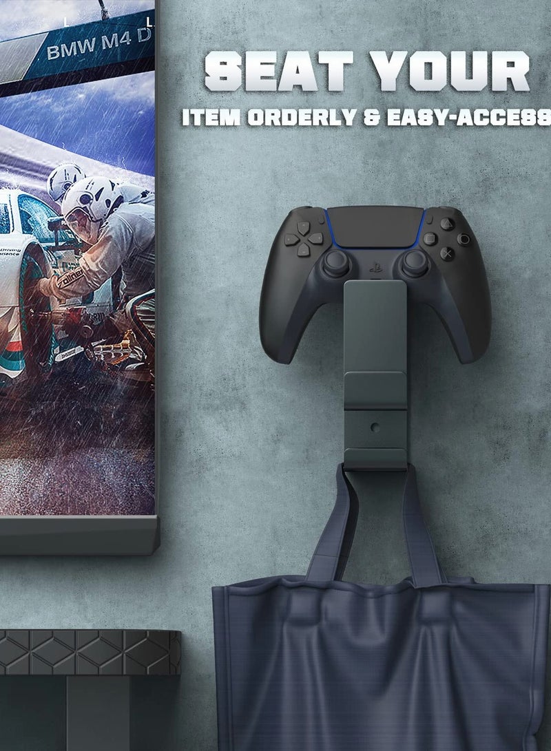 Captaintech Controller Holder, Dual Gamepad and Headphone Hanger Wall Mount Stand for Xbox One 360, Suitable PS3 4 5 PC, STEAM Switch All Universal Headsets（Black） - Image 5