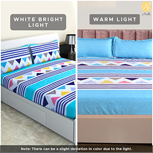 Nendle Cotton 210TC Double Bedsheet Queen Size 78x60 Inches with Elastic Fitting with 2 Pillow Covers (Fits Upto Mattress of 12 Inches, Green) - Image 3