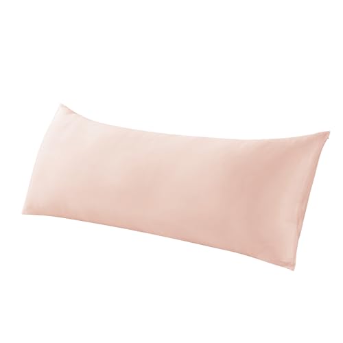 WhatsBedding Body Pillow Cover Cooling Fabric Long Pillowcase Breathable SkinFriendly Zipper Closure Pink 20x54 inch