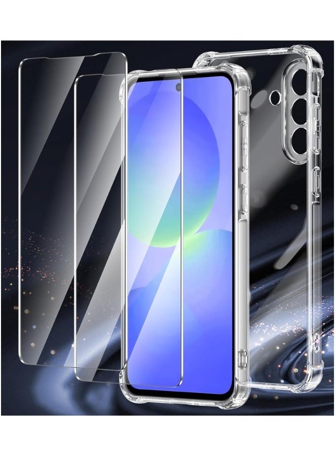 DUSALA Samsung A26 Shockproof Clear Case with 2Pack Tempered Glass Screen Protector Edge to Edge Full Screen Coverage,Samsung Galaxy A26 5G 2025 Bumper Cover. - Image 2