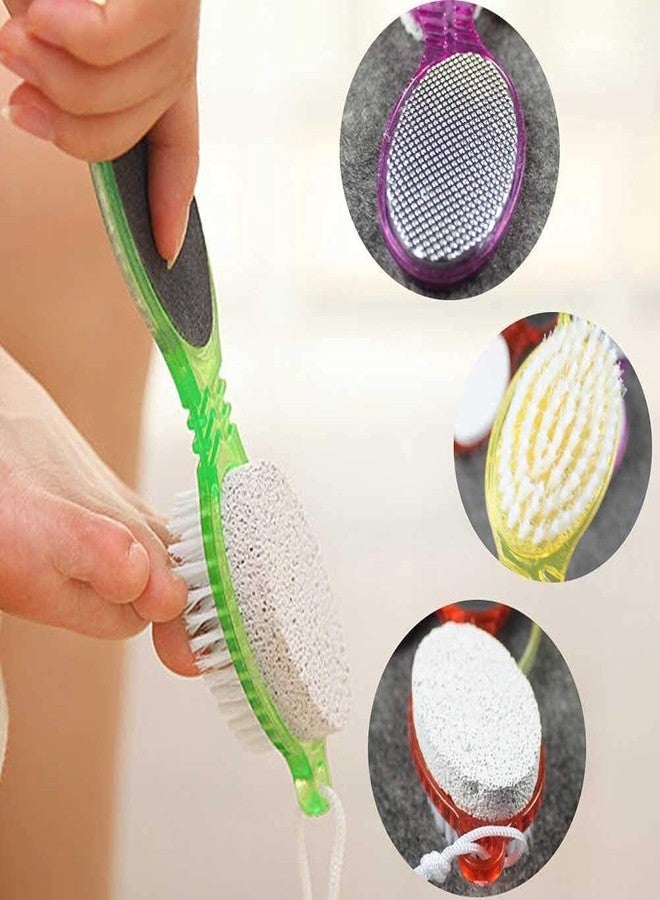 HOME STUFFS 4 In 1 Foot Shape Pedicure Brush | Dual Side Plastic Handle Foot Scrubber | Pedicure Care Supplies | Calluses Remover | Pumice Stone Brush For Foot Care - Image 5