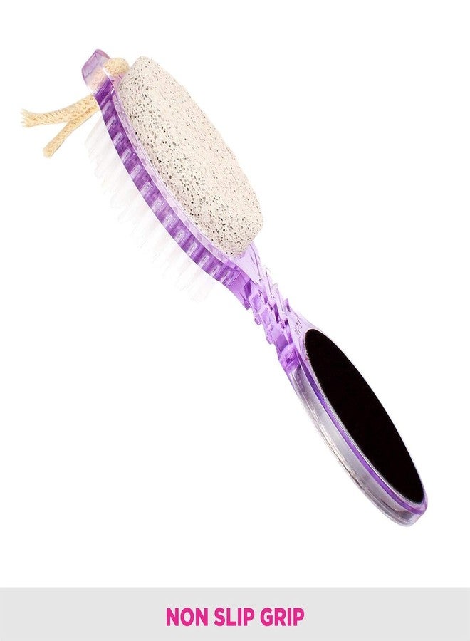 HOME STUFFS 4 In 1 Foot Shape Pedicure Brush | Dual Side Plastic Handle Foot Scrubber | Pedicure Care Supplies | Calluses Remover | Pumice Stone Brush For Foot Care - Image 2
