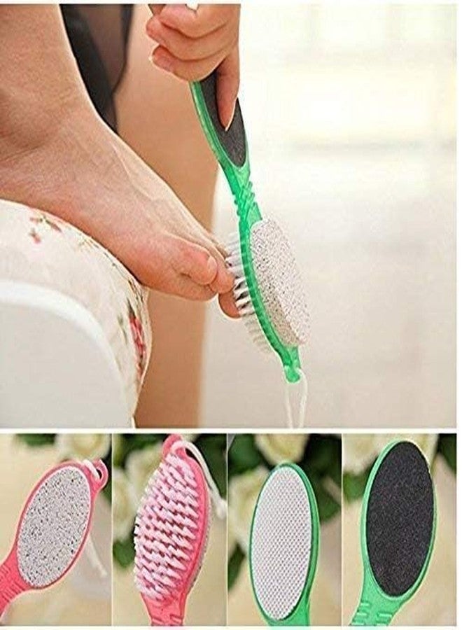 HOME STUFFS 4 In 1 Foot Shape Pedicure Brush | Dual Side Plastic Handle Foot Scrubber | Pedicure Care Supplies | Calluses Remover | Pumice Stone Brush For Foot Care - Image 4