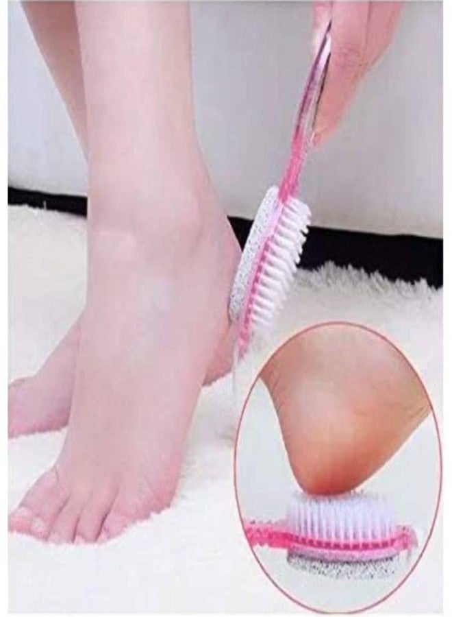 HOME STUFFS 4 In 1 Foot Shape Pedicure Brush | Dual Side Plastic Handle Foot Scrubber | Pedicure Care Supplies | Calluses Remover | Pumice Stone Brush For Foot Care - Image 3