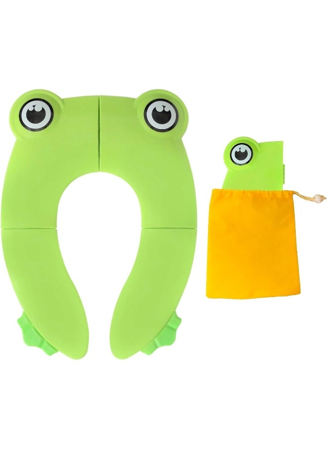 Pokanic POKANIC Toilet Potty Training Seat Cover, Travel Toilet Seat, Folding Non Slip Silicone Pads, Travel Portable Reusable Kids Toddlers Boys Girls, Carry Bag  - Image 1