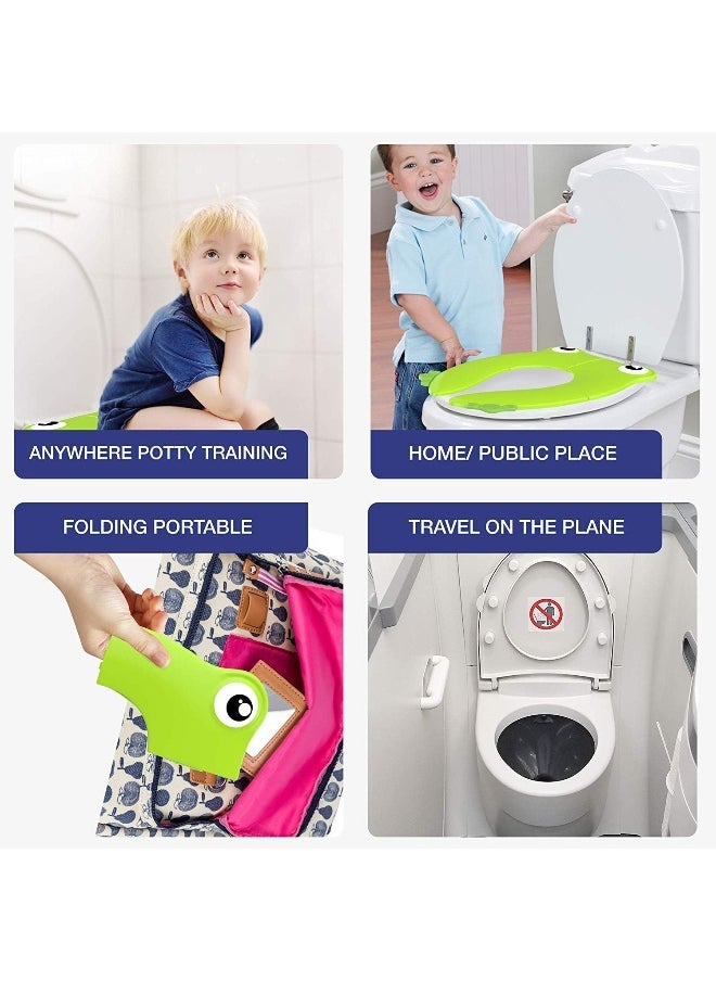 Pokanic POKANIC Toilet Potty Training Seat Cover, Travel Toilet Seat, Folding Non Slip Silicone Pads, Travel Portable Reusable Kids Toddlers Boys Girls, Carry Bag  - Image 2