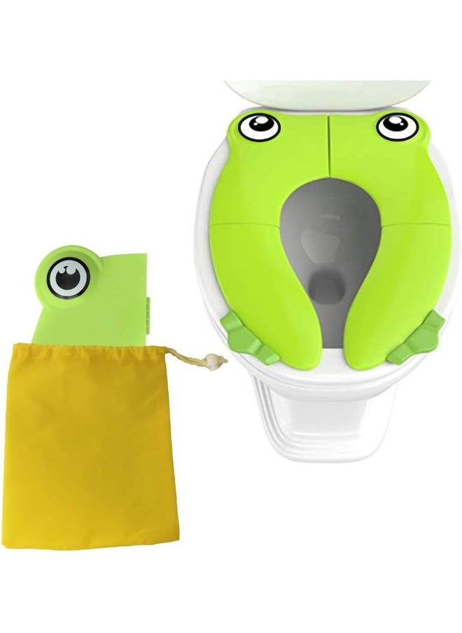 Pokanic POKANIC Toilet Potty Training Seat Cover, Travel Toilet Seat, Folding Non Slip Silicone Pads, Travel Portable Reusable Kids Toddlers Boys Girls, Carry Bag  - Image 5