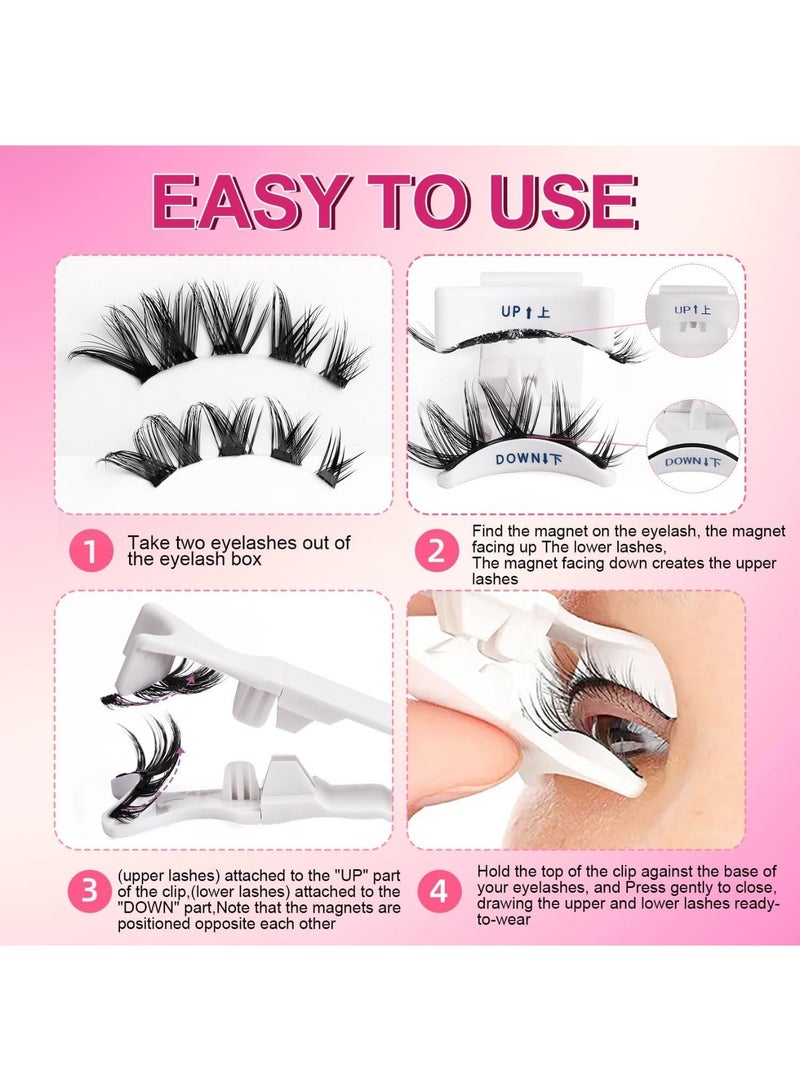 سايكفو رموش مغناطيسية مع أداة وضع، مظهر طبيعي رموش مغناطيسية قابلة لإعادة الاستخدام لا تحتاج إلى غراء، أداة تمديد الرموش، مجموعة رموش علوية وسفلية سهلة الارتداء والإزالة (CT04-6) - Image 2