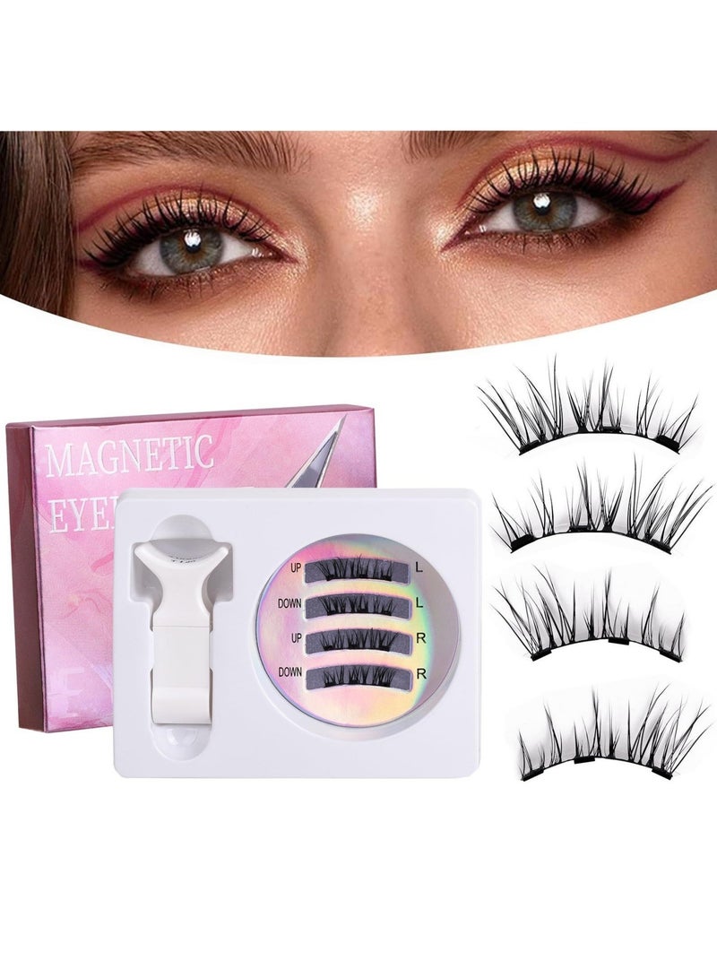 سايكفو رموش مغناطيسية مع أداة وضع، مظهر طبيعي رموش مغناطيسية قابلة لإعادة الاستخدام لا تحتاج إلى غراء، أداة تمديد الرموش، مجموعة رموش علوية وسفلية سهلة الارتداء والإزالة (CT04-6) - Image 1