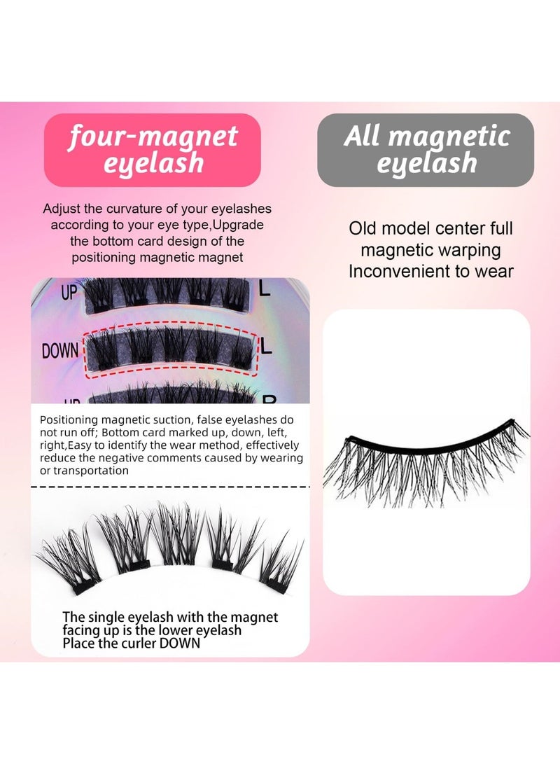 سايكفو رموش مغناطيسية مع أداة وضع، مظهر طبيعي رموش مغناطيسية قابلة لإعادة الاستخدام لا تحتاج إلى غراء، أداة تمديد الرموش، مجموعة رموش علوية وسفلية سهلة الارتداء والإزالة (CT04-6) - Image 5