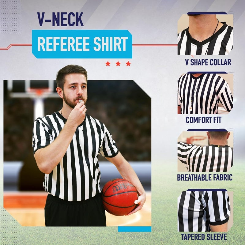 Murray Sporting Goods Men's V-Neck Referee Shirt | Men’s Official Short Sleeve Pro-Style V-Neck Officiating Halloween Costume - Image 2