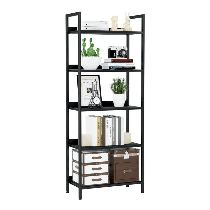 NUMENN Bookshelf 5 Tier Bookshelves Home Office Bookcase Shelf Storage Organizer Free Standing Storage Shelving Unit for Bedroom Living Room and Home Office Dark Grey