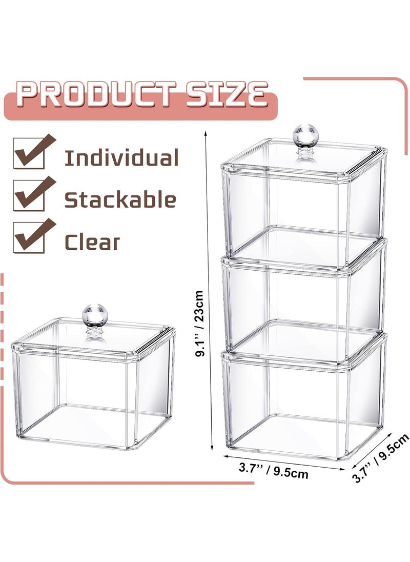 Reginary Reginary 9 PCS Hair Accessories Stackable Organizer Holder Storage with Lids Acrylic Clear Hair Tie Organizer Bathroom Bow Containers for Girls Headband Scrunchie Makeup Accessory Organizing  - Image 2