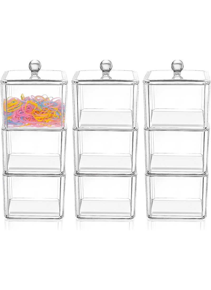 Reginary Reginary 9 PCS Hair Accessories Stackable Organizer Holder Storage with Lids Acrylic Clear Hair Tie Organizer Bathroom Bow Containers for Girls Headband Scrunchie Makeup Accessory Organizing  - Image 1
