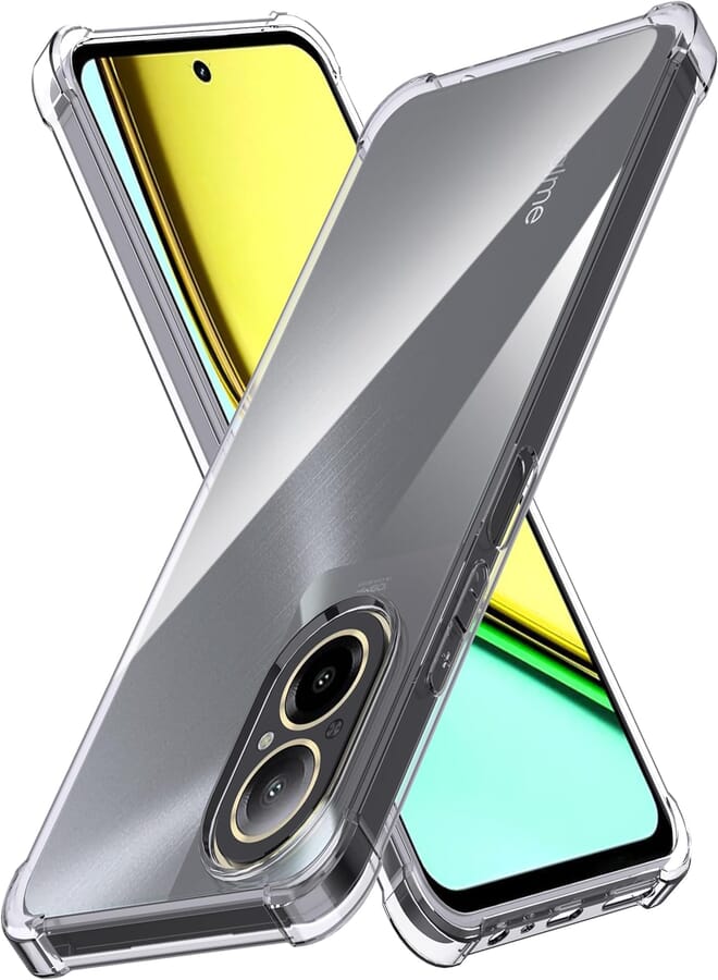 (Realme C67) Clear Case Soft TPU Bumper Silicone Bumper Reinforced Corner Full Camera Protection Cover for Oppo Realme C67