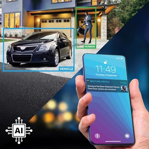 NIGHT OWL نظام كاميرات أمان منزلي مع تسجيل فيديو 12 قناة وصوت ثنائي الاتجاه من نايت أوول مع (8) كاميرات رصد سلكية بدقة 4K HD داخلية/خارجية وقرص صلب سعة 2TB (إضافة حتى 4 كاميرات واي فاي) (8 كاميرات) - Image 5