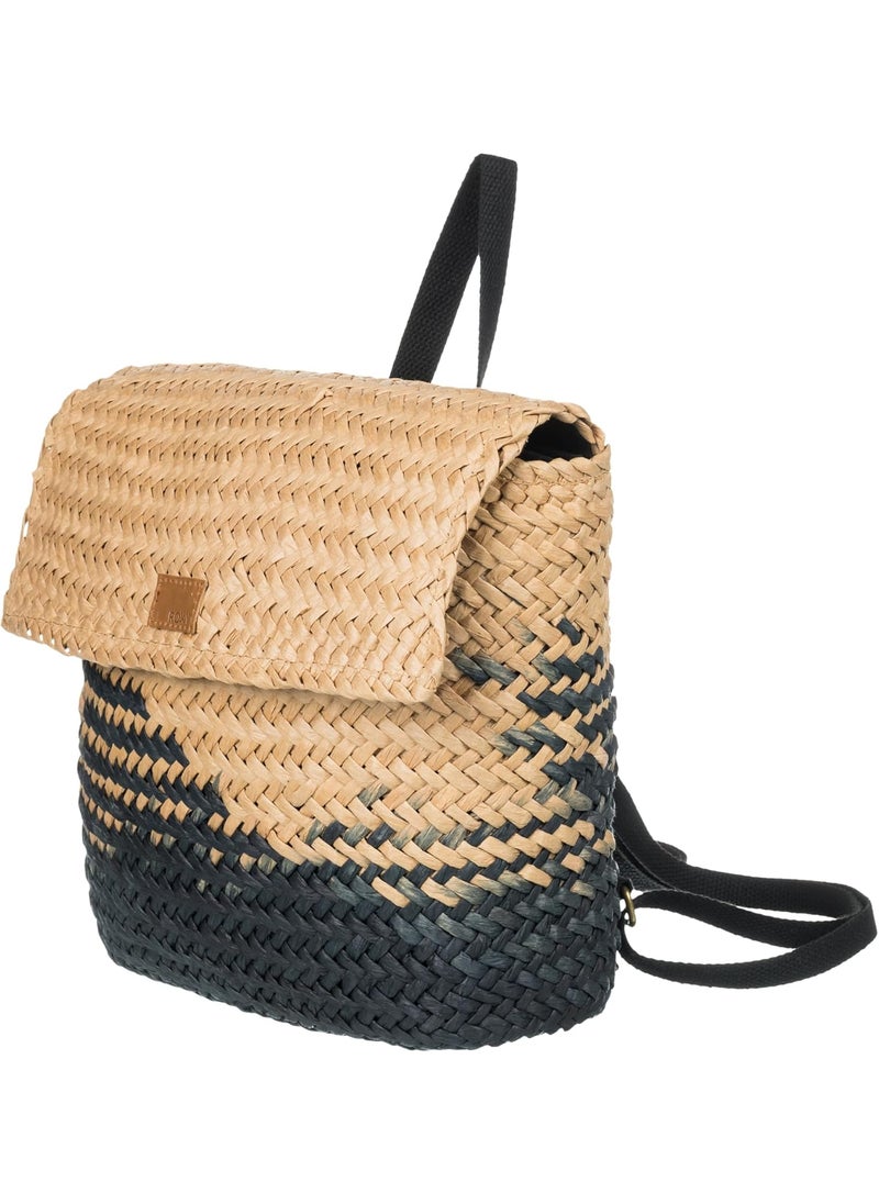 Roxy Roxy Womens Stylish Durable Straw Backpack with Adjustable Mysterious BoardwalkNaturalBlack with Woven Strap One Size  - Image 2
