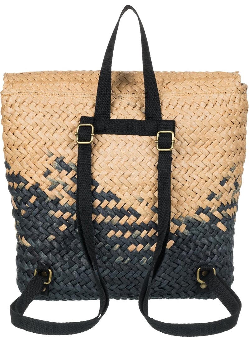 Roxy Roxy Womens Stylish Durable Straw Backpack with Adjustable Mysterious BoardwalkNaturalBlack with Woven Strap One Size  - Image 3