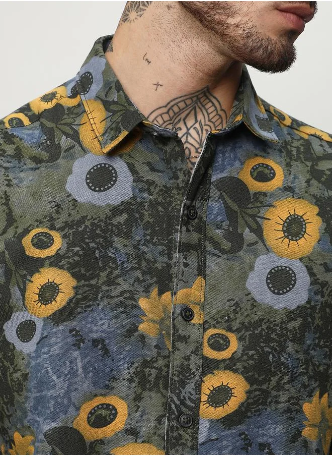 كامبوس سوترا All Over Botanical Print Long Sleeves Shirt by Styli
