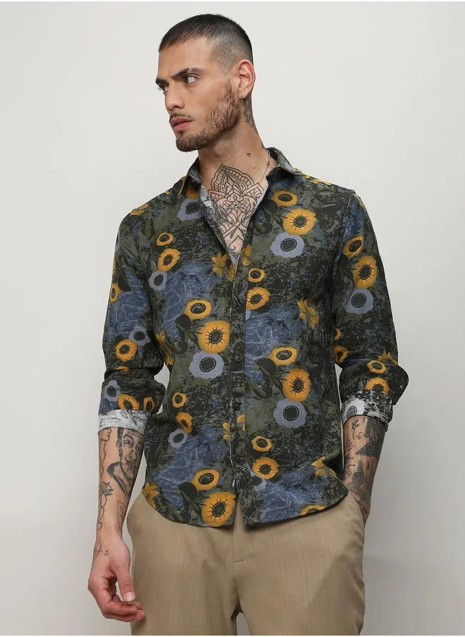 كامبوس سوترا All Over Botanical Print Long Sleeves Shirt by Styli