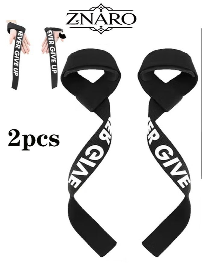 ZNARO Non-Slip Silicone Lifting Straps for Gym, Adjustable Weightlifting Wrist Support for Men and Women, Extra Long Powerlifting Straps for Bodybuilding and Strength Training (Black) - Image 1