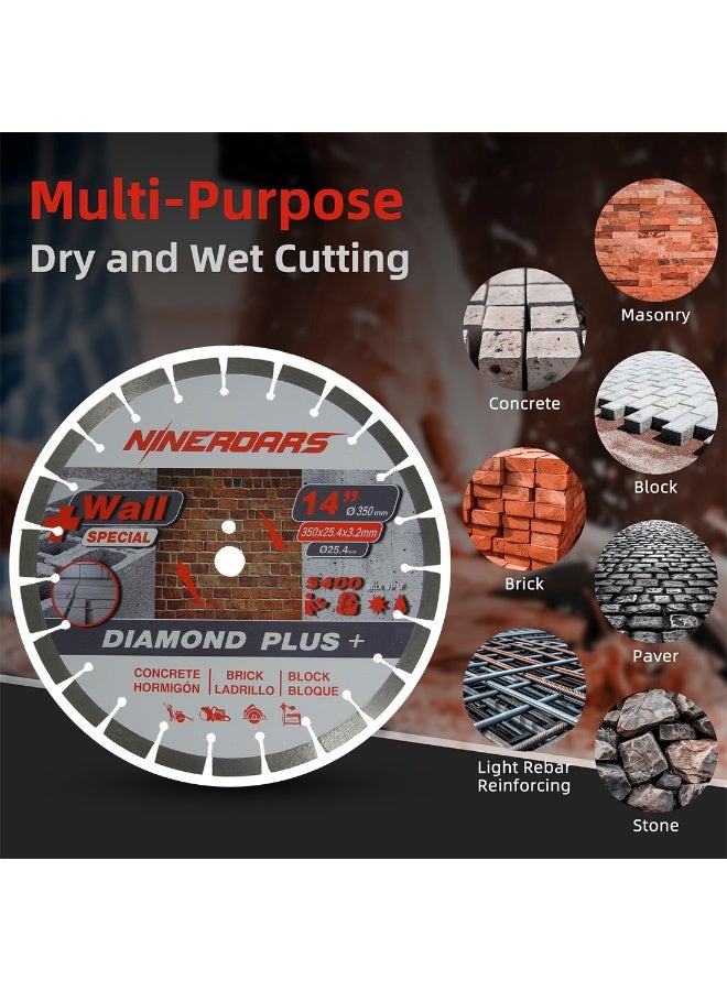 NINEROARS 14 Inch Diamond saw blade Concrete, brick, Marble,Granite,especially for Cutting wall and Concrete - Image 4